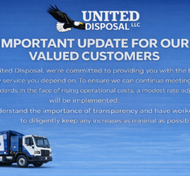 United Disposal trash service rate increase 2025 update