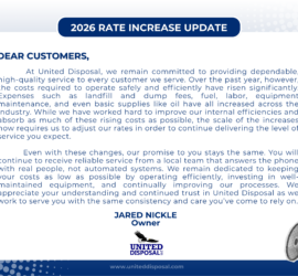 United Disposal Important Update - 2026 Rate Increase Update