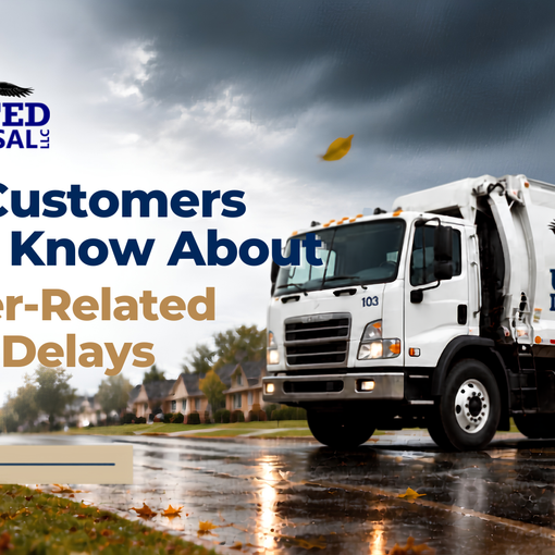 United Disposal trash truck during weather-related service conditions